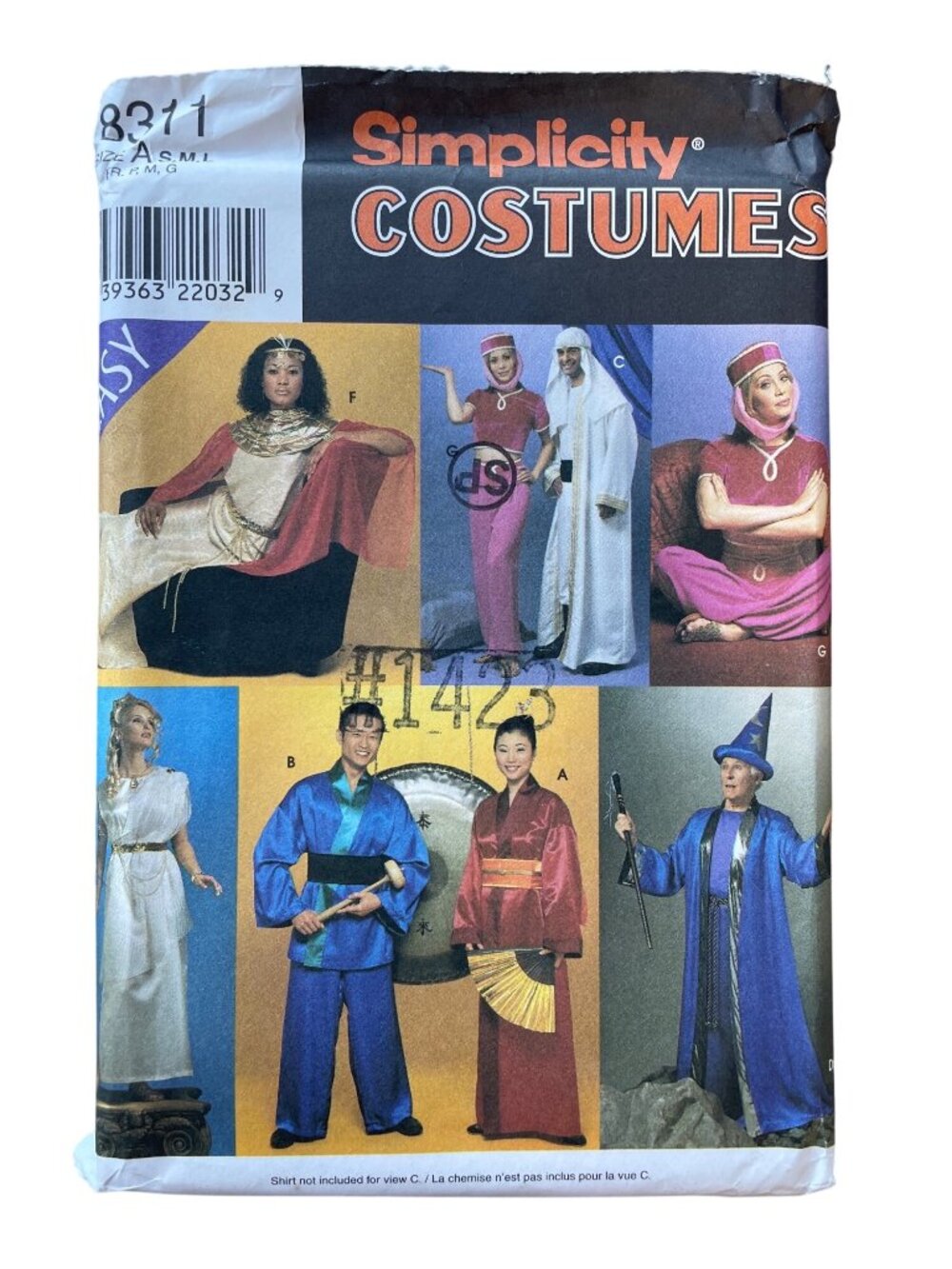 Simplicity 8311 Costume Pattern S-L Genie Cleopatra Ninja Goddess Wizard UNCUT